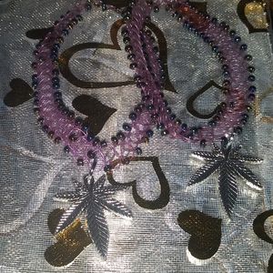Marijuana leaf charm tattoo choker necklace bundle